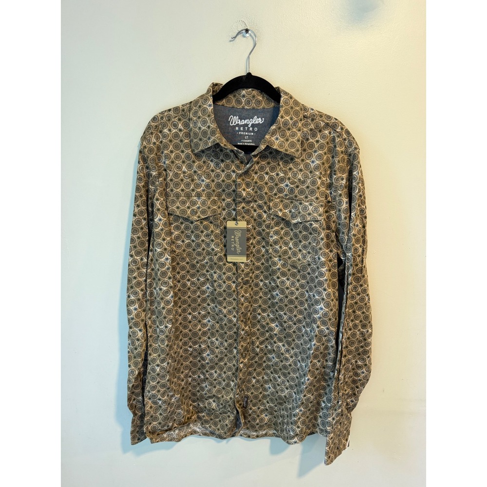 Wrangler Retro Premium Mens LT Geometric Medallion Snap Western Shirt 112352875